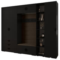 GARDEROBEN-SET 236,7/290/47 - Schwarz/Braun, Holz/Kunststoff (290/236.7/47cm) - Abiks Möbel