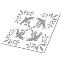 FLIESENAUFKLEBER 9 Stück 30x30 cm selbstklebend Vögel - Grau, Textil (30/1.6/30cm) - TULUP