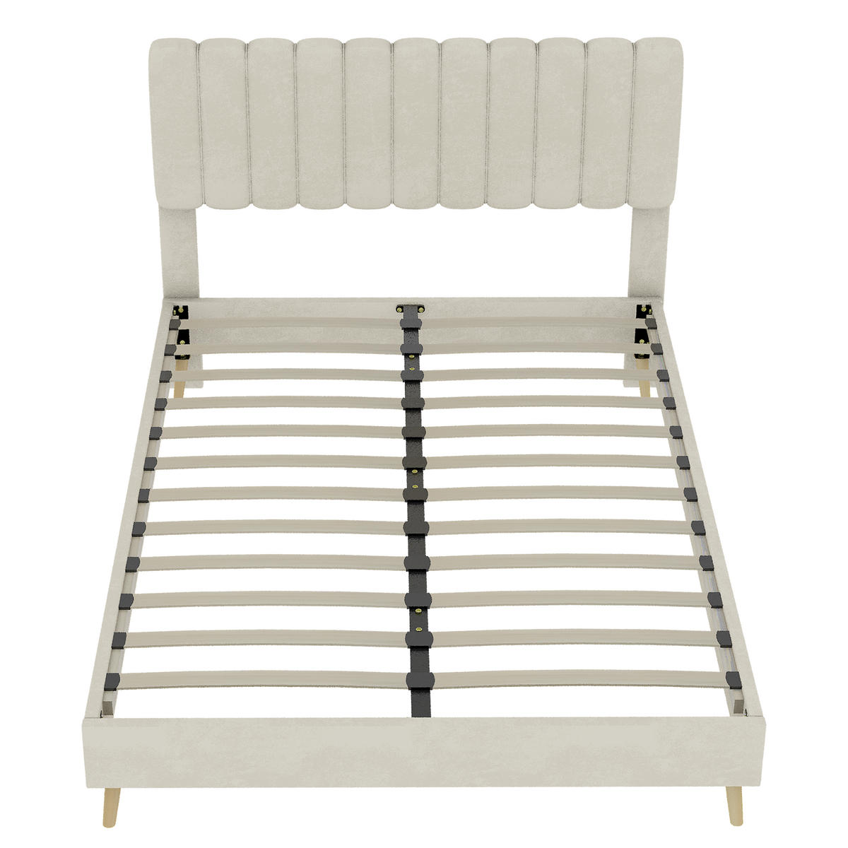 POLSTERBETT 140/200 cm DE-35459 mit Kopfteil Beige - Beige, Metall (140/200cm) - ComfortXL