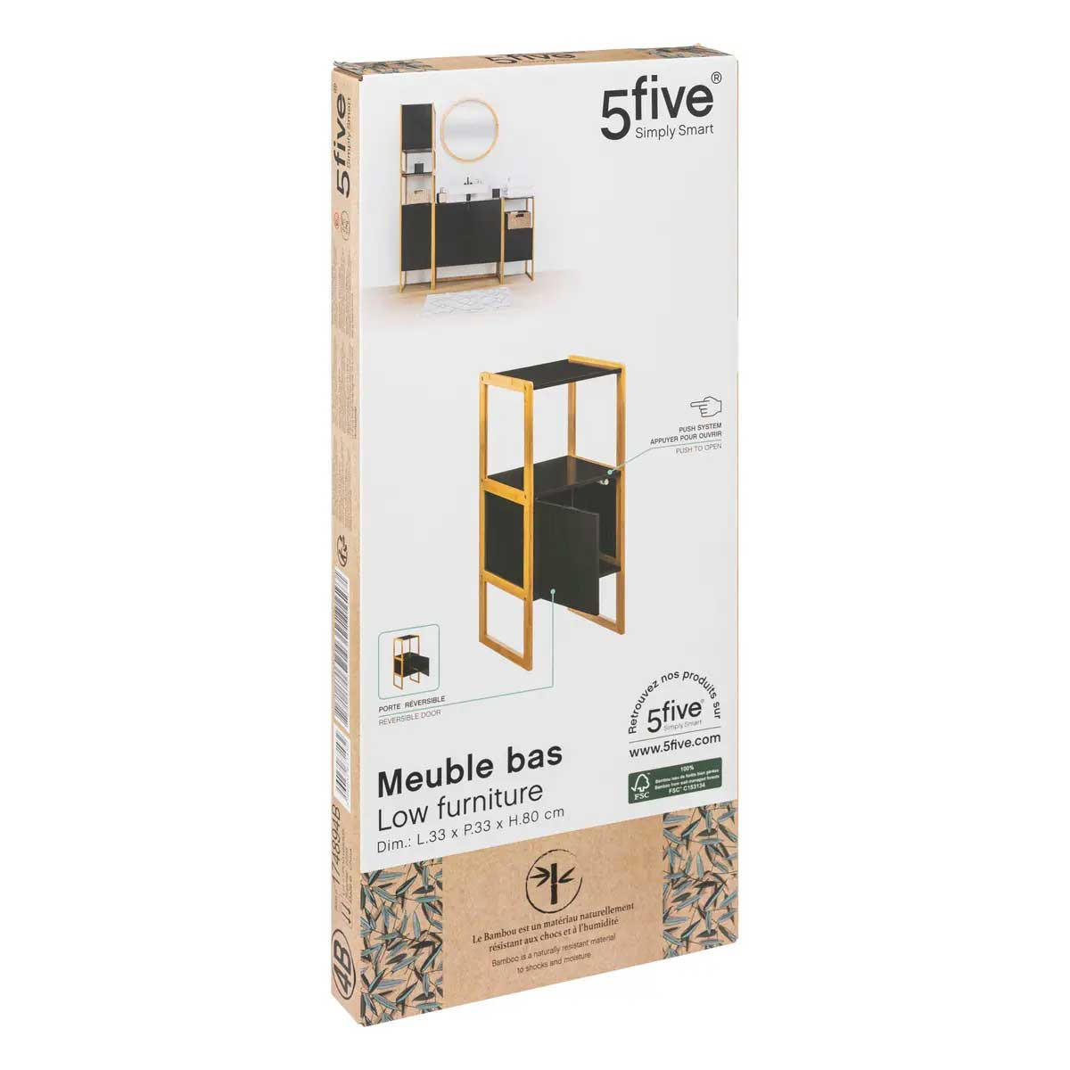 BADEZIMMERSCHRANK Natureo 33/33/80 cm - Schwarz, Holzwerkstoff (33/80/33cm) - 5five Simply Smart