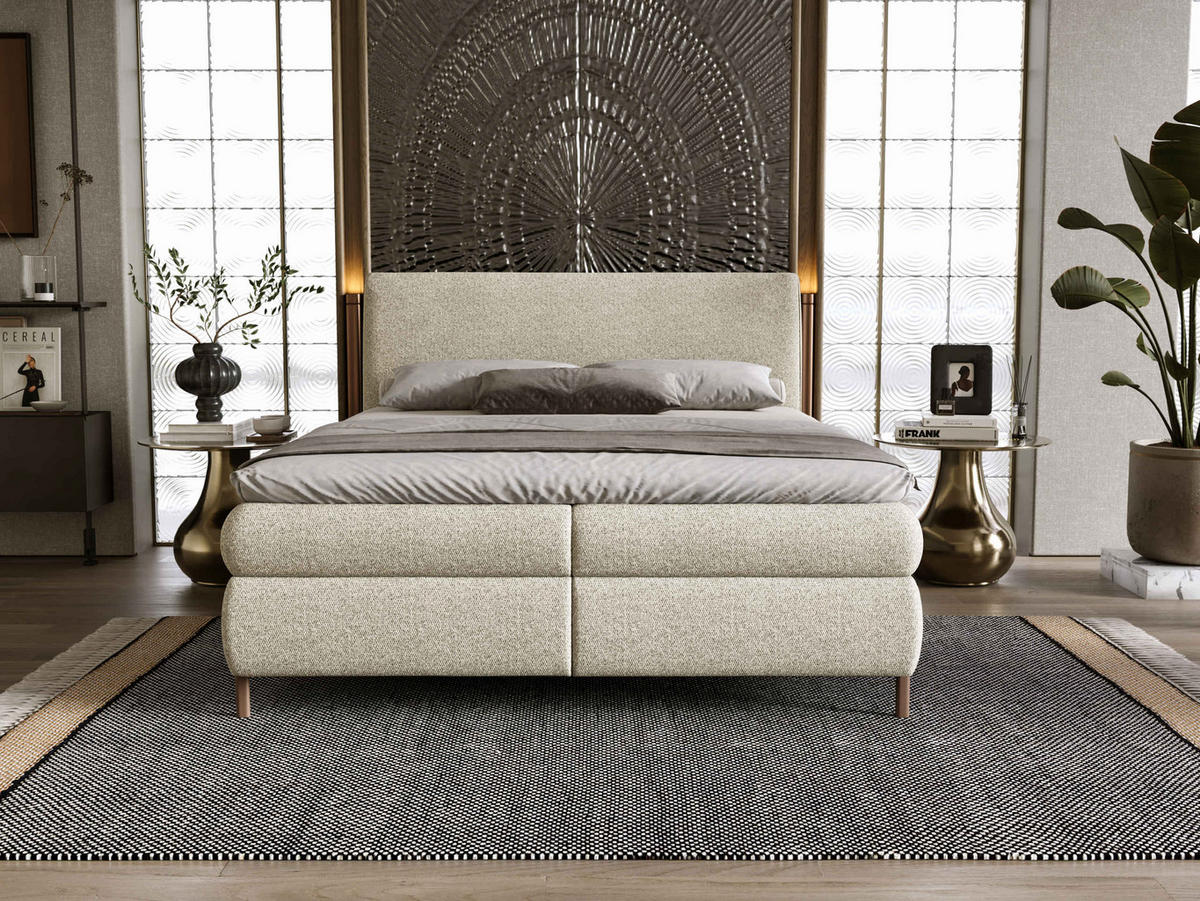 BOXBETT Evia - H3 - Braun/Naturfarben, Holzwerkstoff/Textil (160/200cm) - MIRJAN24