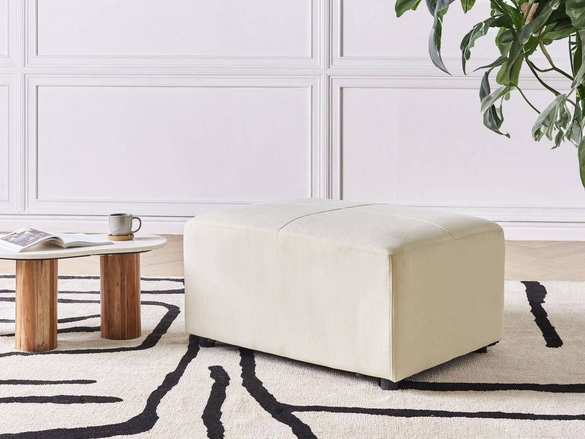 OTOMAN Světle béžový Kohlo - černá/béžová, textil (95/48/70cm) - Beliani