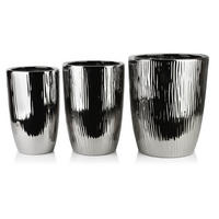 BLUMENTOPF Neva 3er Set Silber 37/37/47 cm Keramik - Silberfarben, Keramik (37/47/37cm) - Mondex