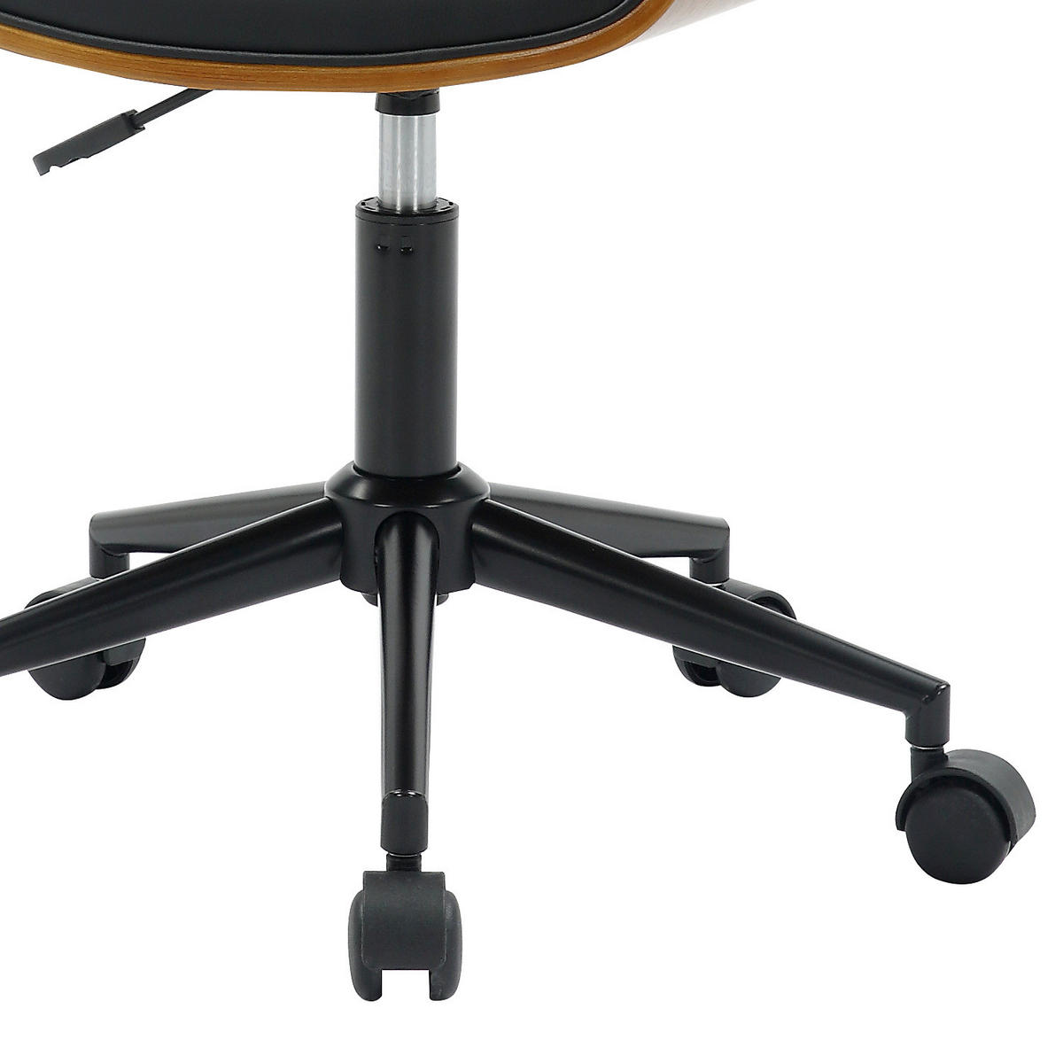 BÜROSTUHL - Kunstleder / Pappel teilmassiv - Schwarz / Pappel Dunkel - Schwarz, Holz/Kunststoff (48/74/51cm) - home24