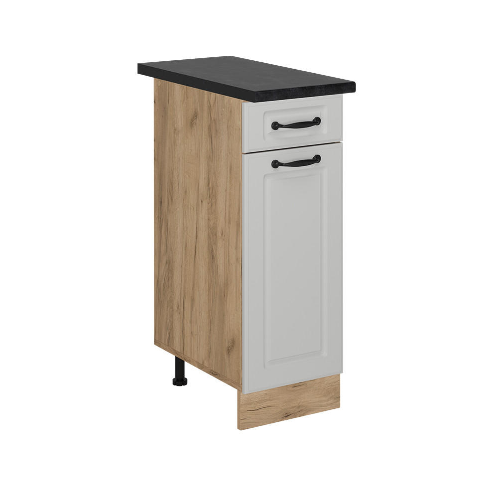 KÜCHENUNTERSCHRANK R-Line Weiß Landhaus 30 cm , AP Anthrazit - Honigeiche/Eiche Wotan, Holzwerkstoff (30/81.6/60cm) - Vicco