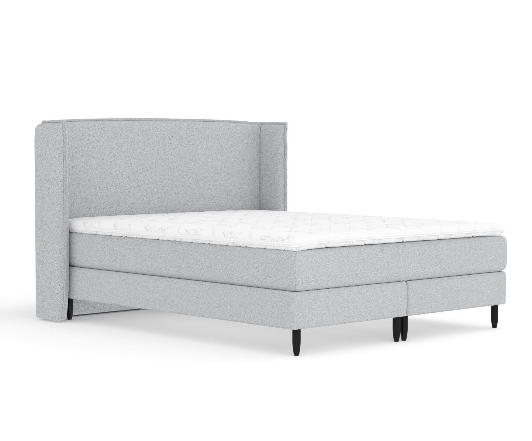 KONTINENTALBETT Ardis Hellgrau 140/200 cm mit Matratze und Topper - Hellgrau/Schwarz, Holz/Holzwerkstoff (140/200cm) - Maison de Reve