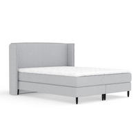 KONTINENTALBETT Ardis Hellgrau 200/200 cm mit Matratze und Topper - Hellgrau/Schwarz, Holz/Holzwerkstoff (200/200cm) - Maison de Reve