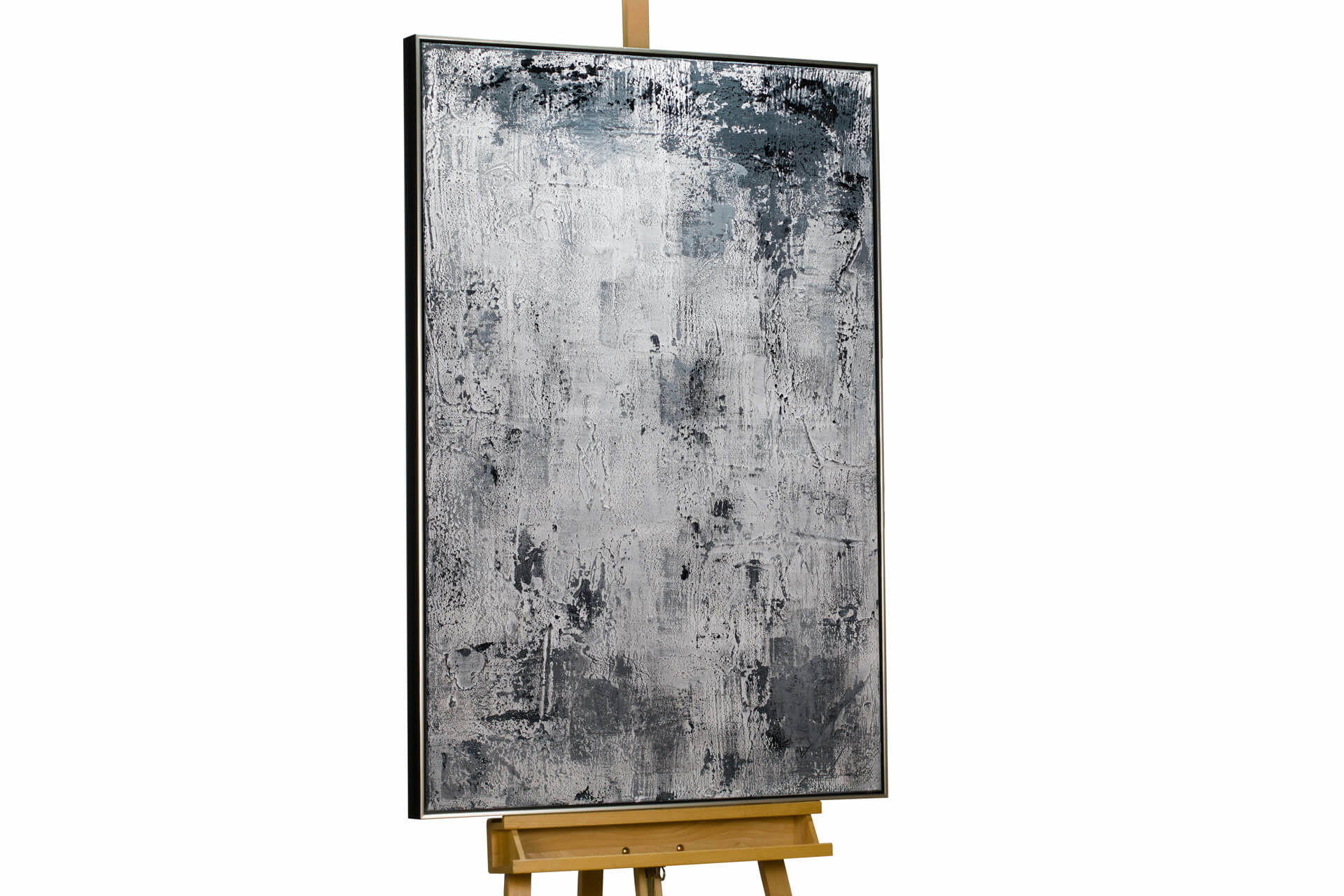 ACRYLBILD HANDGEMALT Grau 83/123 cm - Schwarz/Grau, Textil (83/123cm) - KUNSTLOFT