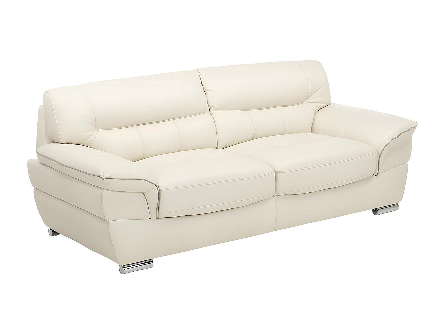 LEDERSOFA 3-Sitzer - Leder - Elfenbein - THIBAULT - Weiß, Leder (210/87/93cm) - Vente-Unique