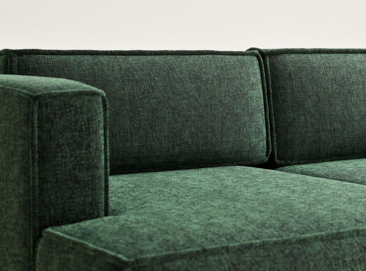 ECKSOFA MIT SCHLAFFUNKTION Velto Dunkelgrün Chenille-Stoff - Dunkelgrün/Schwarz, Holz/Holzwerkstoff (152/250cm) - Maison de Reve