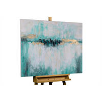 OLEJOMAĽBA 100/75 cm, More a pláž - tyrkysová, drevo/textil (100/75cm) - KUNSTLOFT