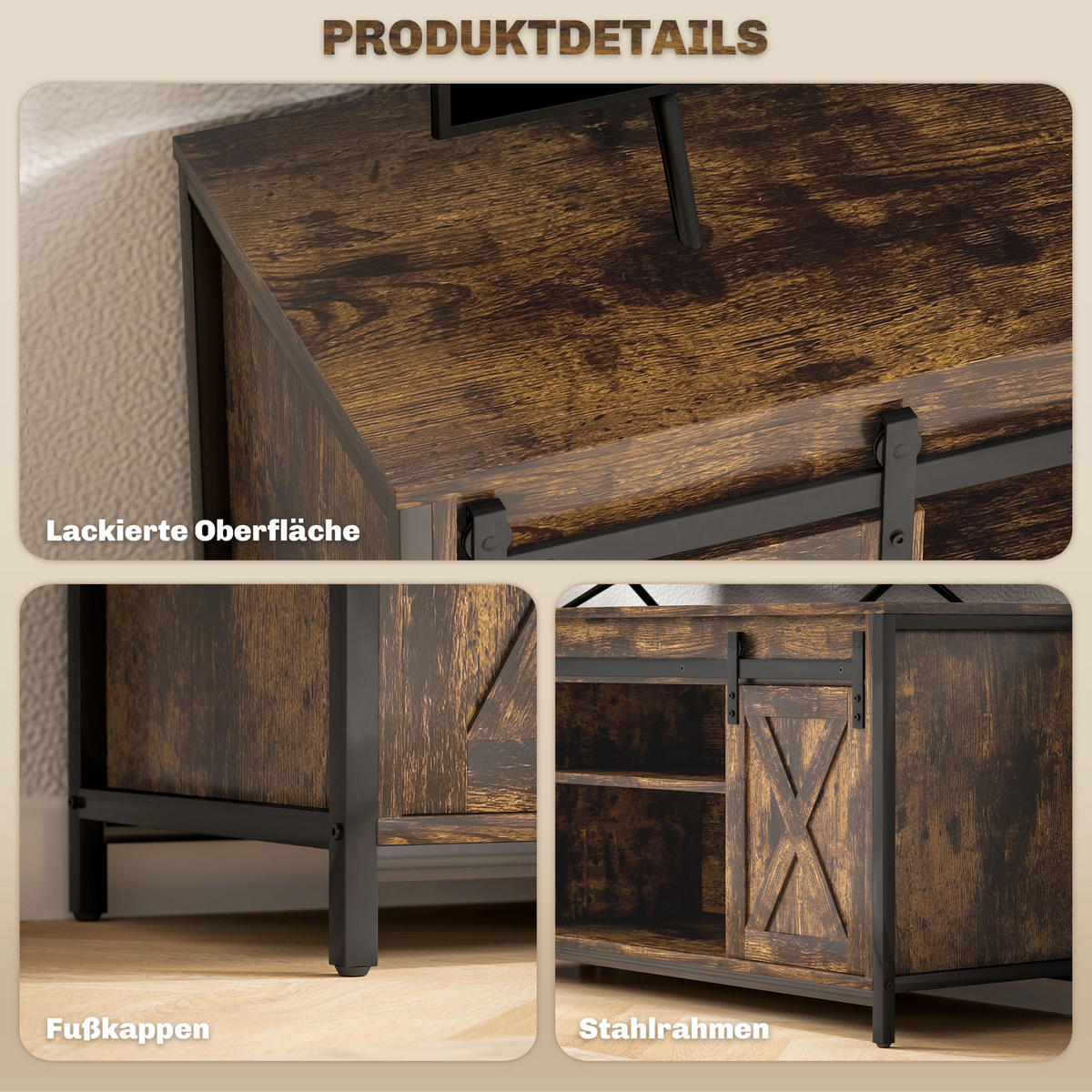 TV-SCHRANK, Fernsehtisch für Fernseher bis zu 60 Zoll, 120 x 40 x 54 cm Braun - Braun, Holzwerkstoff (120/54/40cm) - HOMCOM