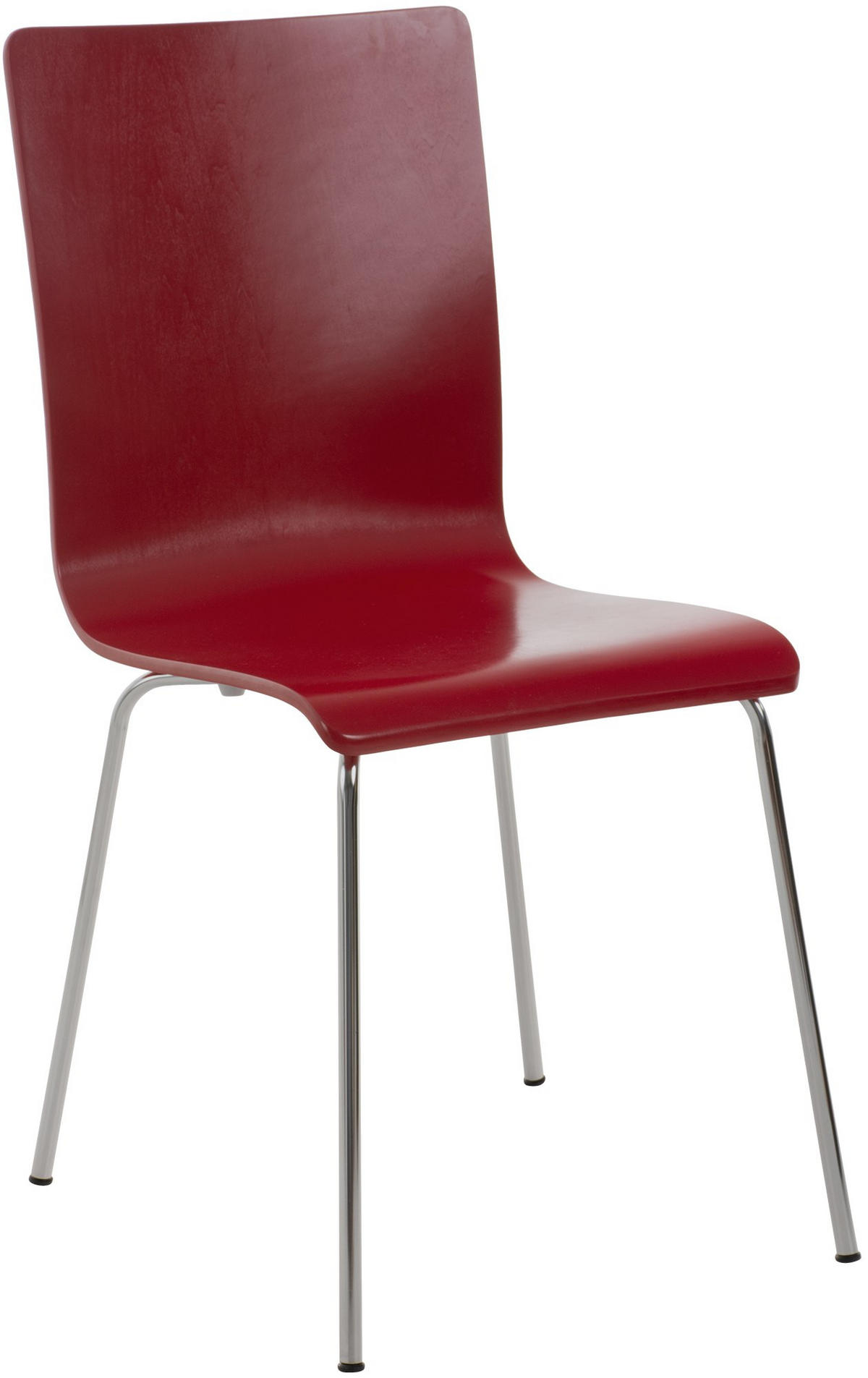 BESUCHERSTUHL Holz rot - Chromfarben/Rot, Holz/Metall (43/87/47cm) - CLP