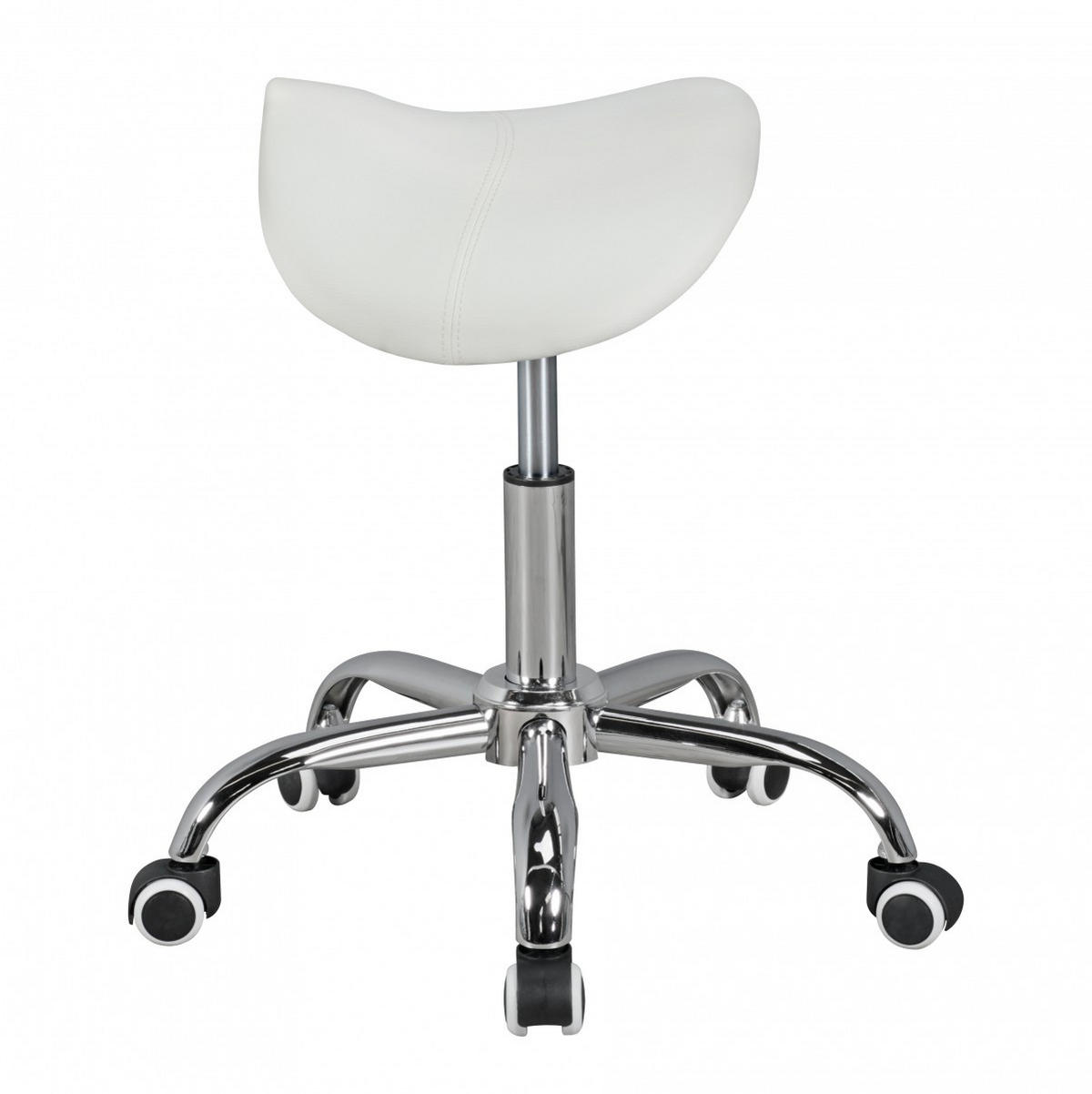 SATTELHOCKER höhenverstellbar mit 100 kg Belastbarkeit BEVANO, Weiß 60x60x60 cm - Silberfarben/Weiß, Kunststoff/Textil (60/60/60cm) - KADIMA DESIGN