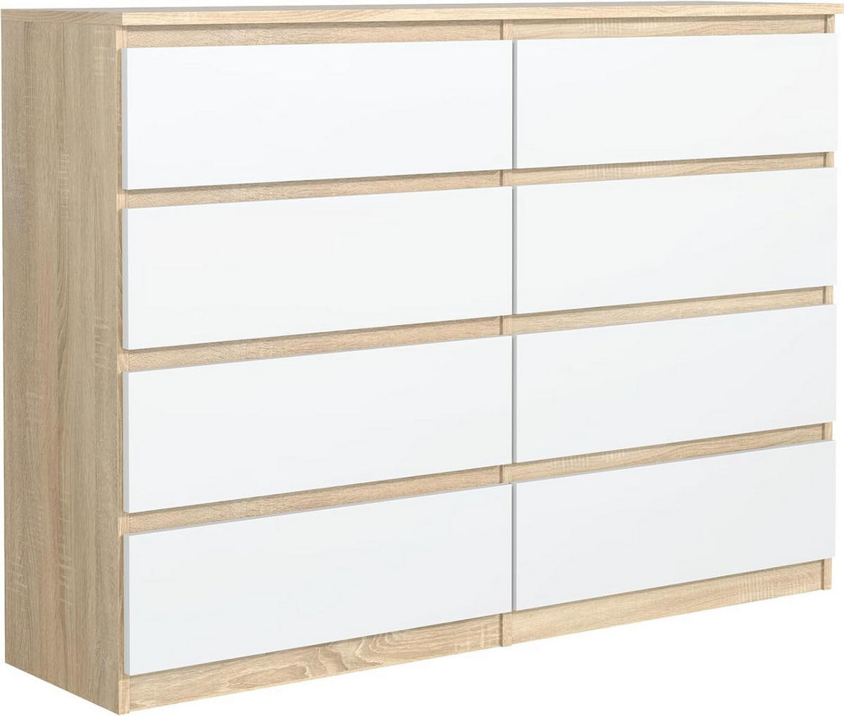 KOMMODE 140 Sonoma oak & Weiß 138,5x39x101,5 cm - Weiß/Sonoma Eiche, Holzwerkstoff (138.5/101.5/39cm) - Mobelsta