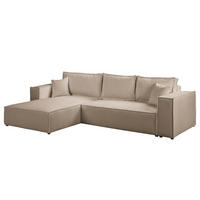 ECKSOFA mit Schlaffunktion - 290 cm - Schwarz/Cappuccino, Kunststoff/Textil (290/185cm) - home24
