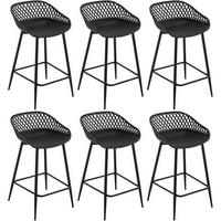 BARHOCKER 6er Set aus PP-Kunststoff, Schwarz - Schwarz, Kunststoff/Metall (44/84.5/47cm) - Woltu