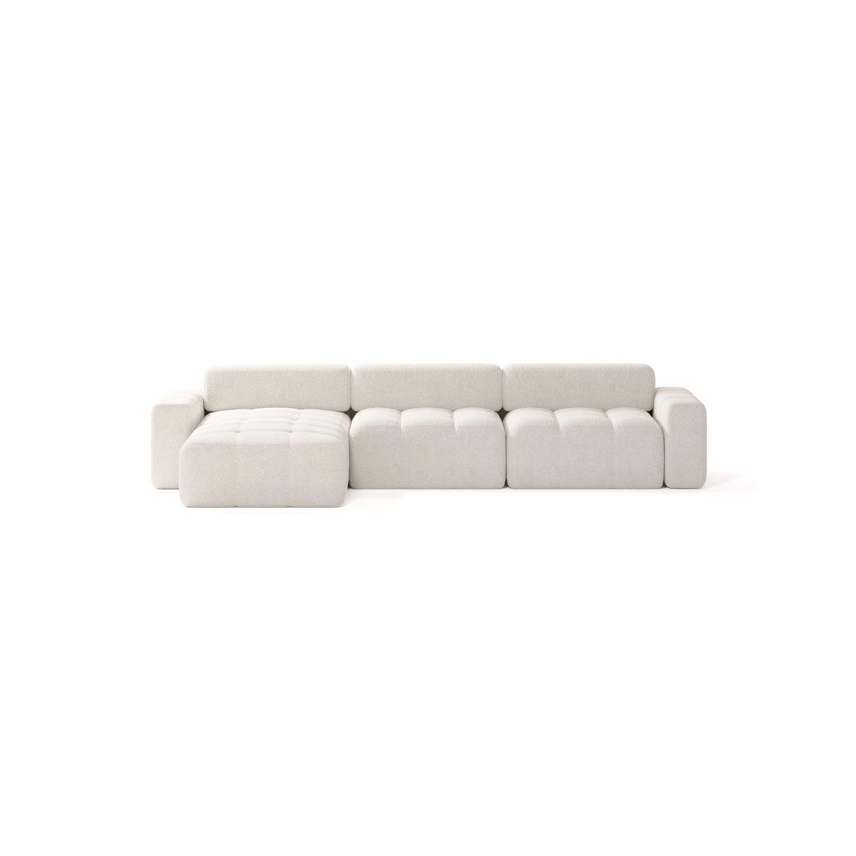 ECKSOFA Bouclé-Stoff 8 Sitzer Bornum So, Creme - Creme, Textil (346/170cm) - Meblito