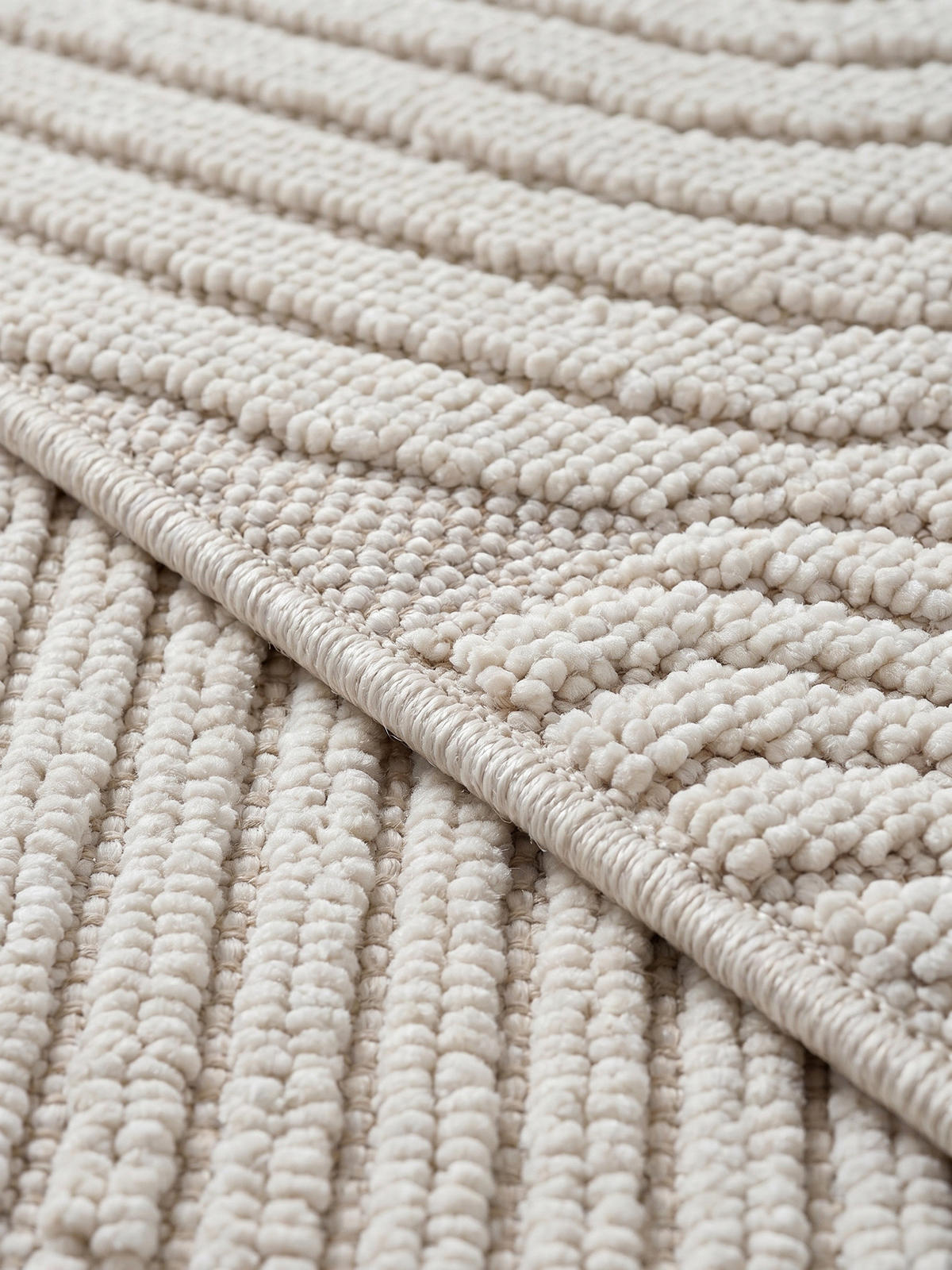 TEPPICH Flachgewebe LANGAU in Creme, mit geometrischen Bögen, 80 x 250 cm - Beige, Textil (80/250cm) - KADIMA DESIGN