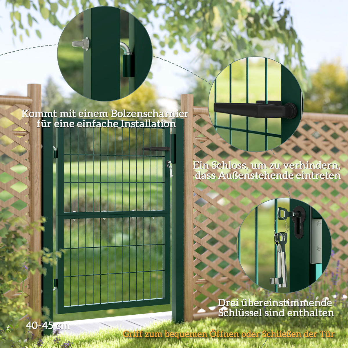 GARTENTOR aus Stahl - Grün, Metall (6/170cm) - Outsunny