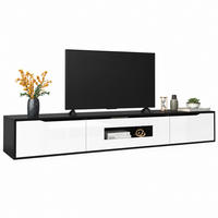 TV-ELEMENT mit LED-Beleuchtung 180 cm Hochglanz Schwarz Weiß - Schwarz, Holzwerkstoff (35/30/180cm) - Beauniv