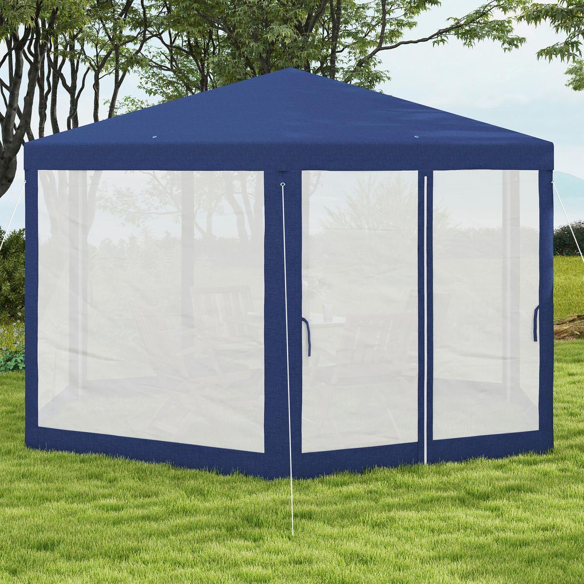PAVILLON 6-eckig, Blau - Blau, Metall (341.2/250/394cm) - Outsunny