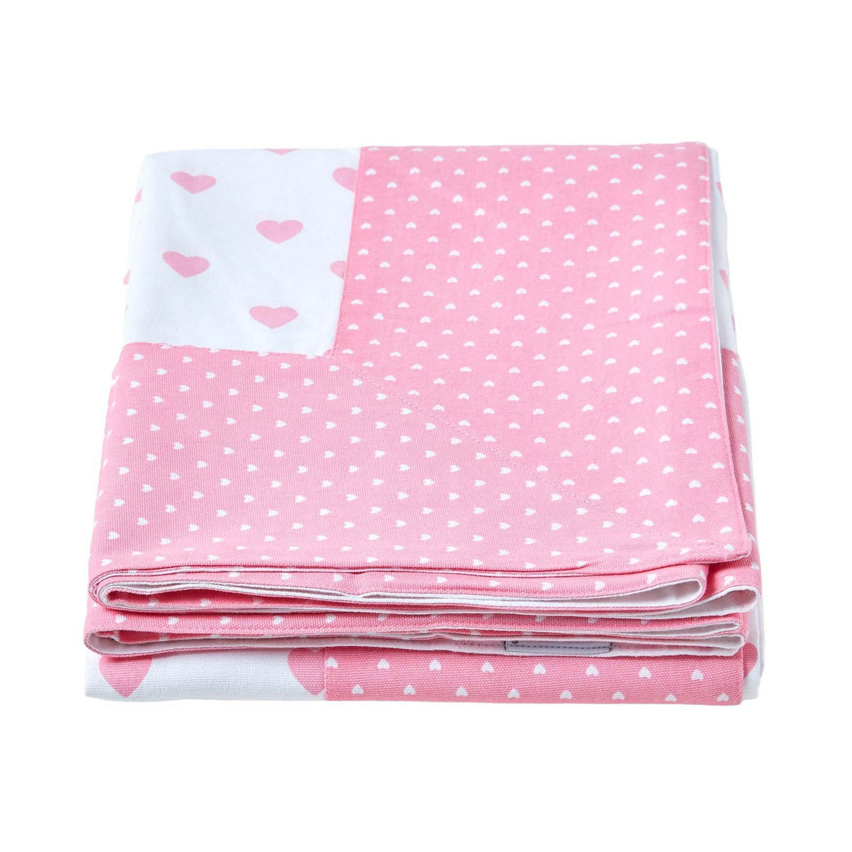 ÜBERWURF 150/200 cm, Herz-Muster, 100% Baumwolle - Rosa, Textil (150/200cm) - Homescapes