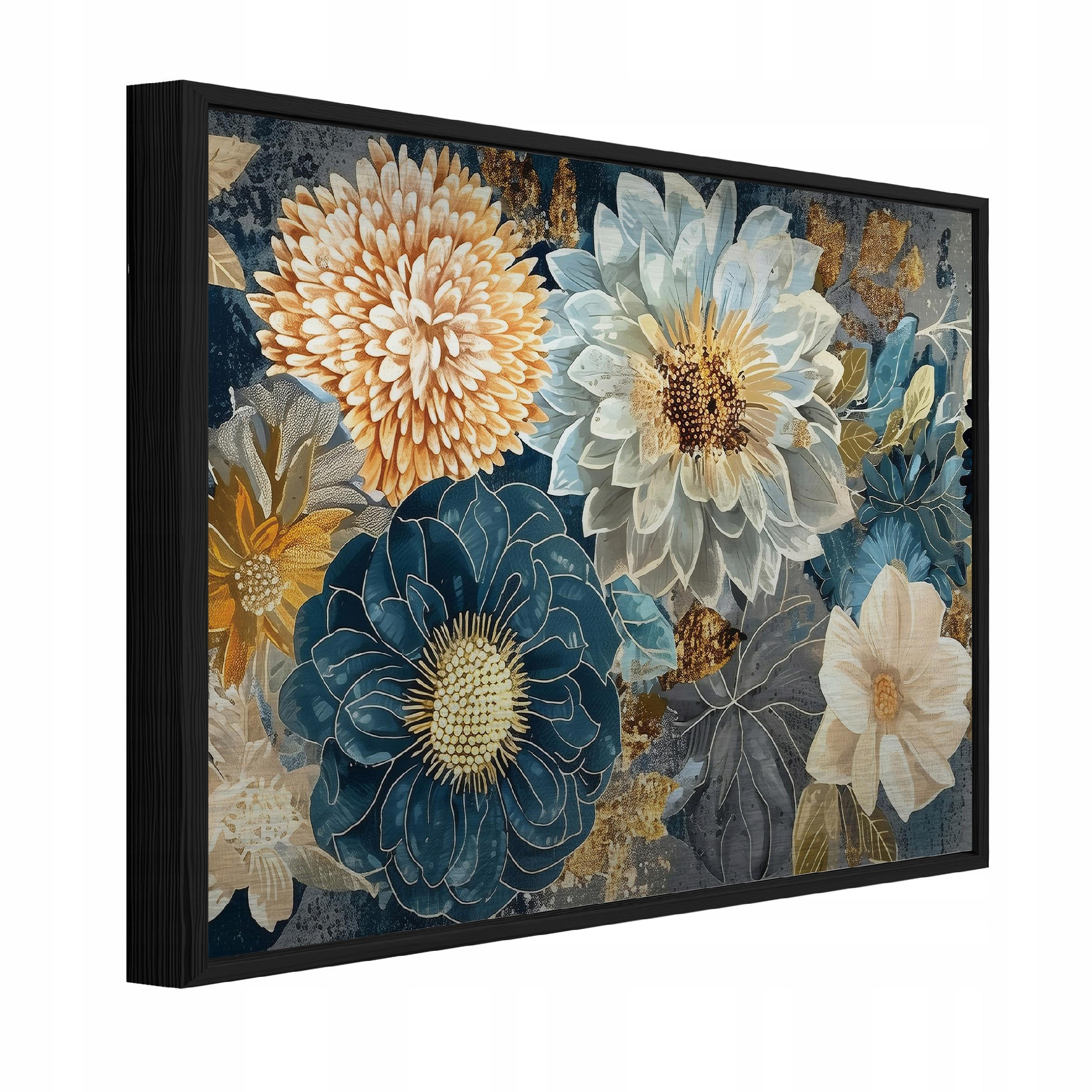 BILDER mit Rahmen Blumen Pfingstrosen Blau 120x80 cm - Multicolor, Metall (120/80cm) - Wallarena