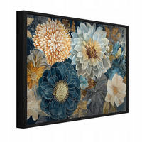 BILDER mit Rahmen Blumen Pfingstrosen Blau 120x80 cm - Multicolor, Metall (120/80cm) - Wallarena