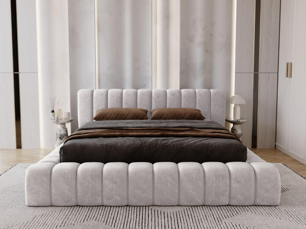 POLSTERBETT Italia 180x200 Hellgrau - Hellgrau, Textil (180/200cm) - Graingold