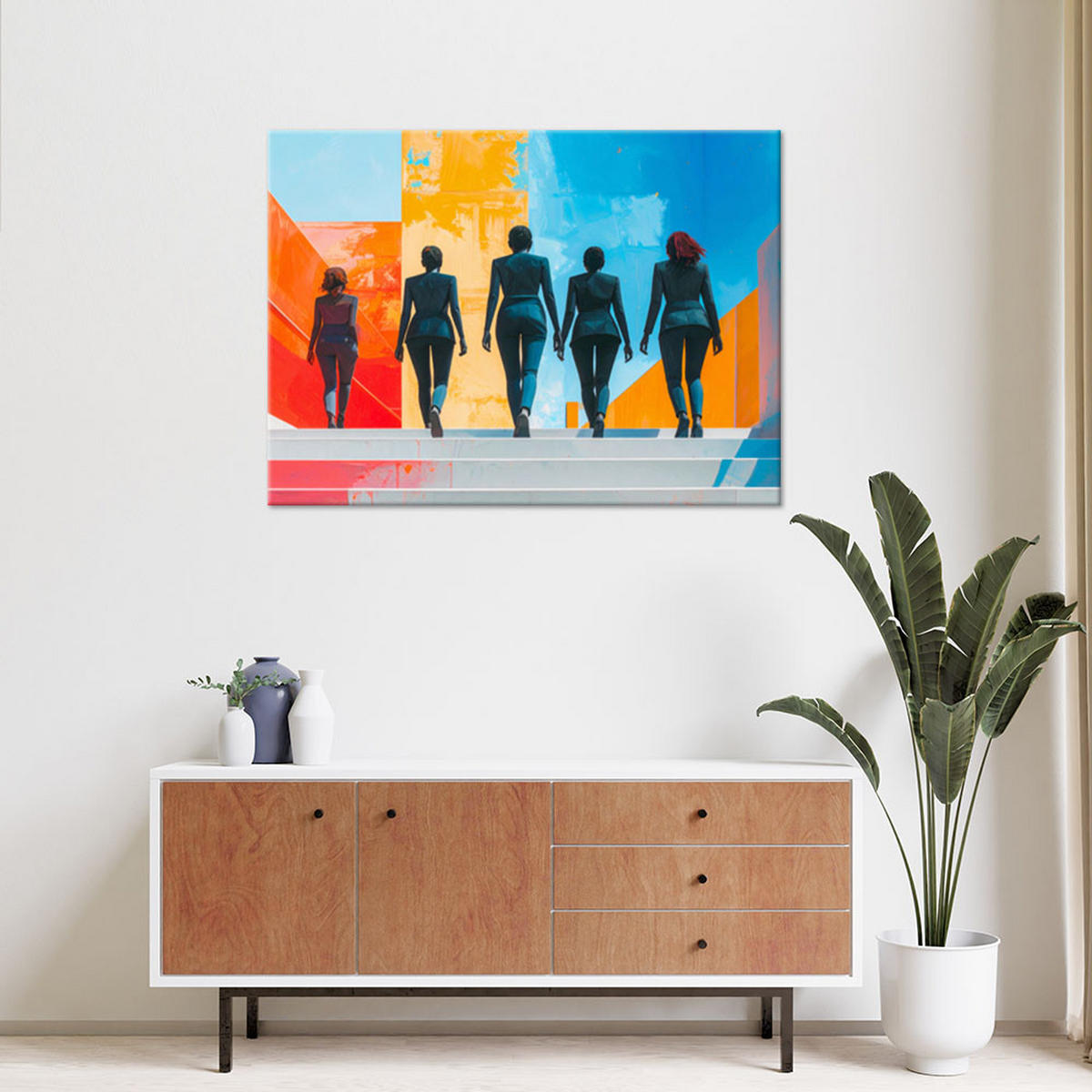 LEINWANDBILD Figuren Menschen Bunt Abstrakt 120x80cm - Multicolor, Textil (120/80cm) - Feeby