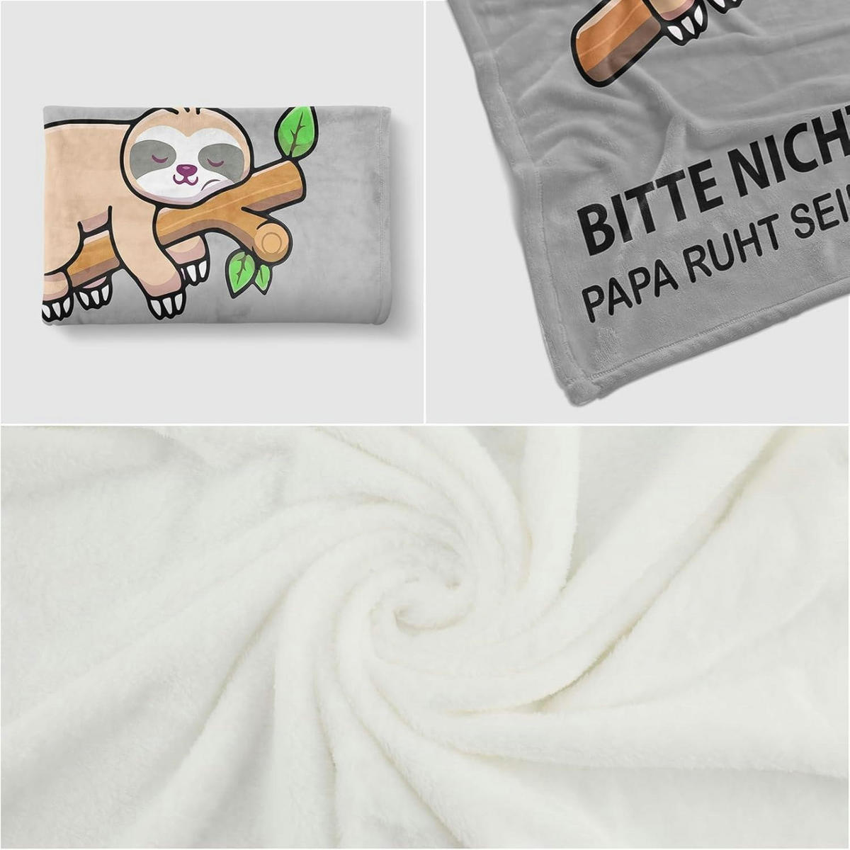 KUSCHELDECKE Papa Geschenk Grau - Grau, Textil (127/152.4cm)