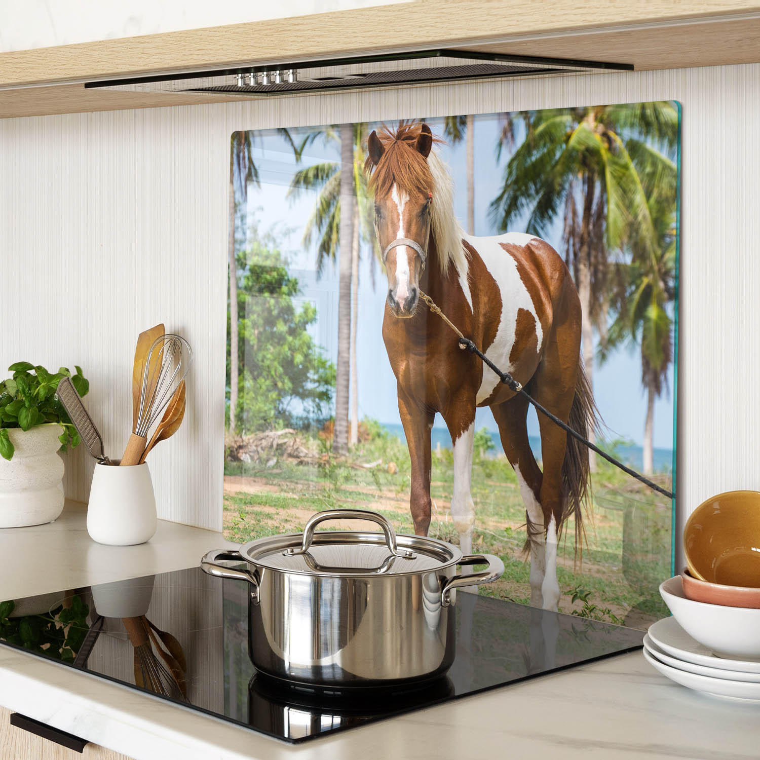 GLASPLATTE 60x52 cm Pinto-Pferd - Hellgrün, Glas (60/52cm) - TULUP