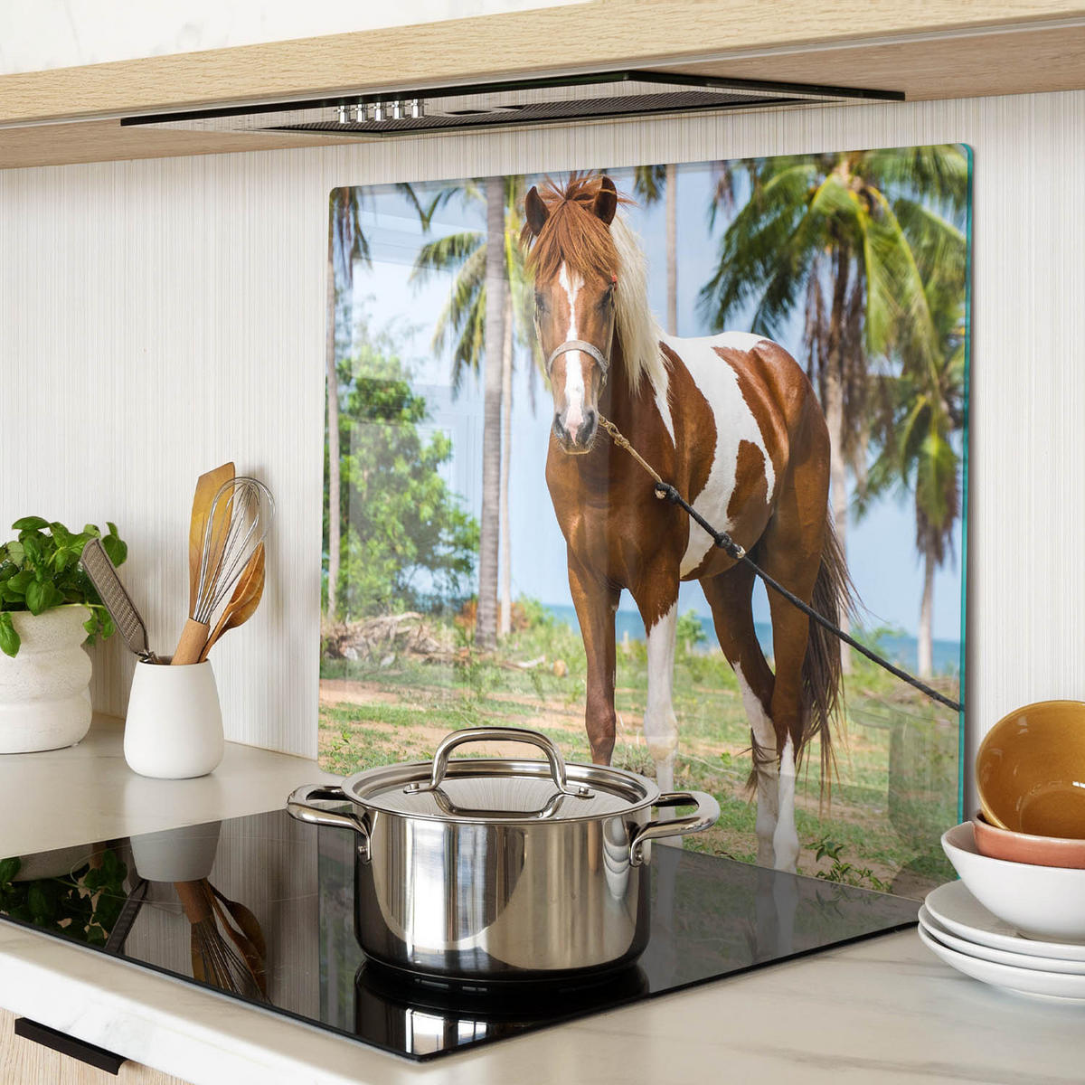 GLASPLATTE 60x52 cm Pinto-Pferd - Hellgrün, Glas (60/52cm) - TULUP