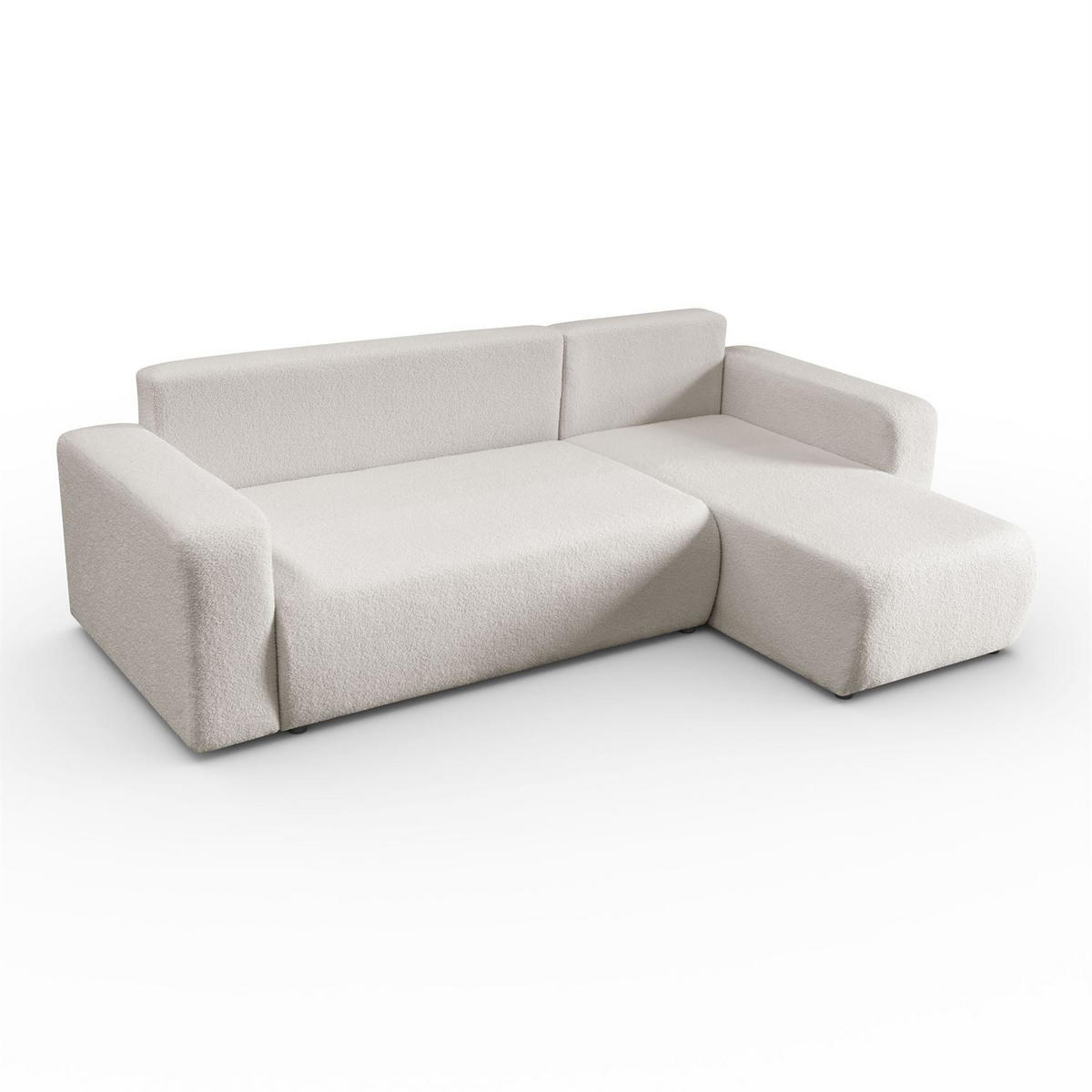 ECKSOFA VESPO L mit Schlaffunktion und Bettkasten - Ecru, Textil (247/143cm) - Lookway
