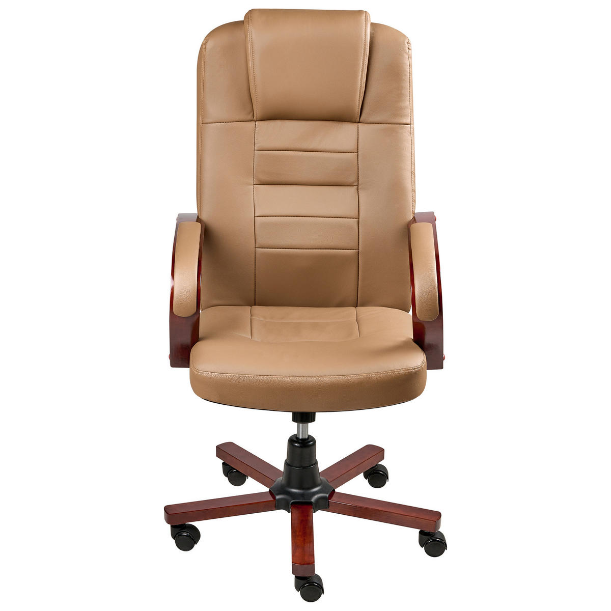 MASSAGESTUHL Hellbraun Diamond - Hellbraun/Schwarz, Leder (66/118/66cm) - Beliani