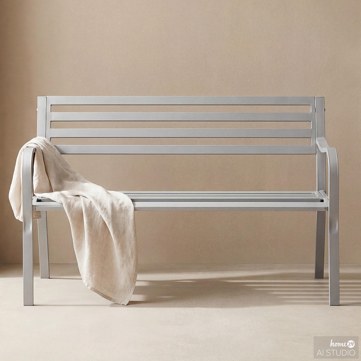 GARTENBANK - Stahl - Silberfarben, Metall (128/81/56cm) - home24