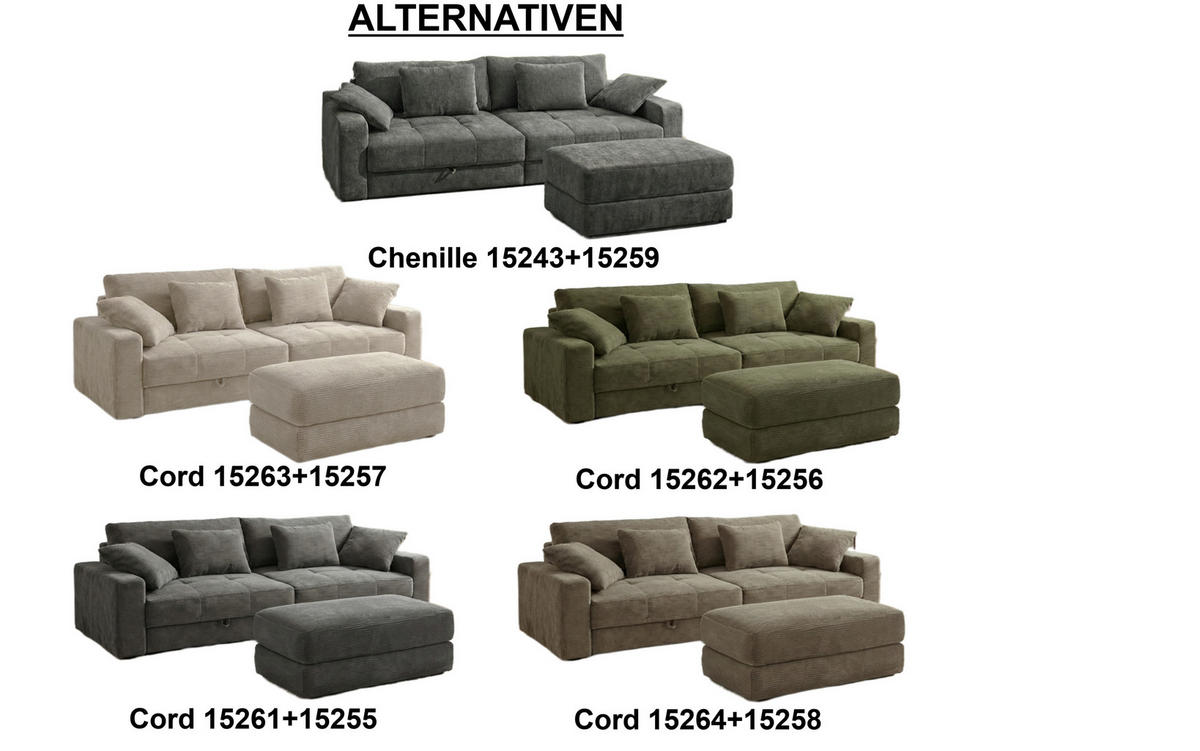 BIG-SOFA mit 2 Bettkästen, viel Stauraum, B274/T113/H84 cm, Liegefläche 103x241 cm, Cord Dunkelgrau / 15261 - Dunkelgrau, Kunststoff/Textil (284/84/113cm) - luma-home