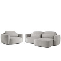 SITZGARNITUR ELOSA - Hellgrau, Holz/Textil (245/85/165cm) - KONSIMO®