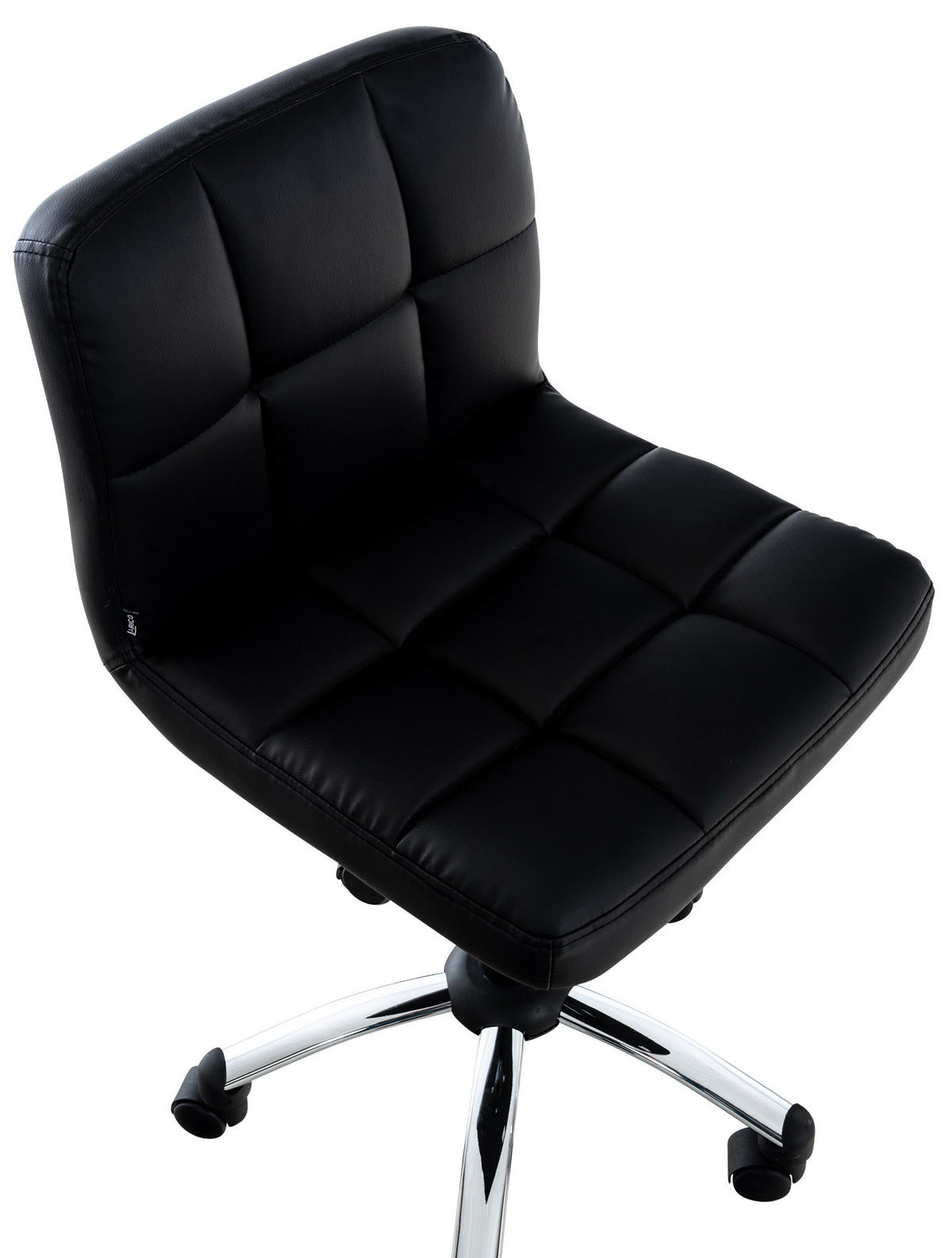 DREHSTUHL Lederlook schwarz - Chromfarben/Schwarz, Textil/Metall (44/90/37cm) - CLP