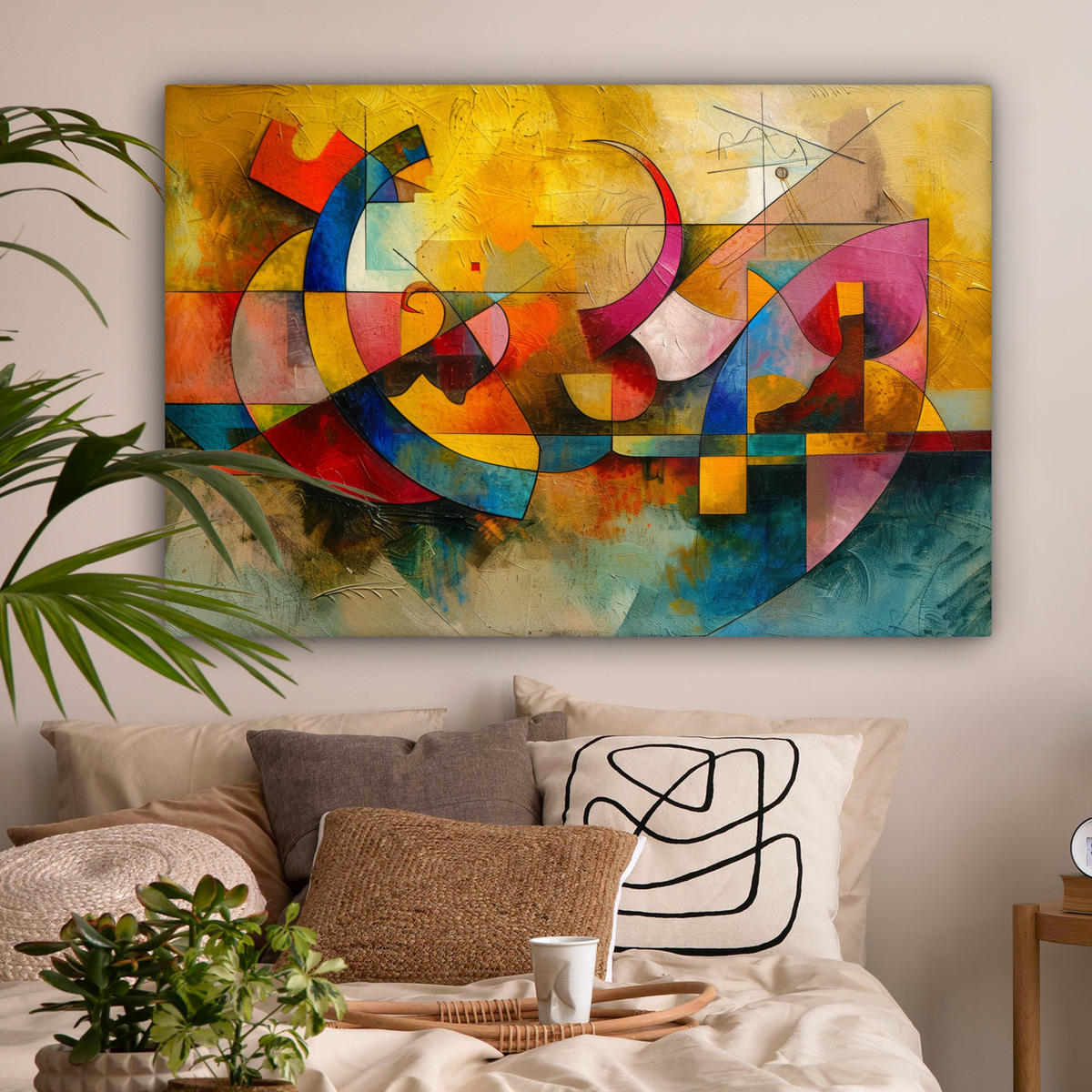 LEINWANDBILD Kunst - Abstrakt - Modern Groß 140x90 cm - Gelb, Textil (140/90cm) - MuchoWow