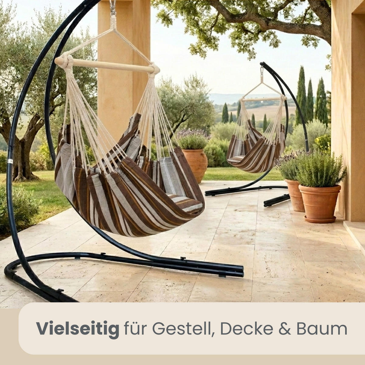 XXL HÄNGESESSEL 185/130 cm Belastbar bis 150 kg Multicolor - Braun, Textil (130/155/185cm) - Amanka