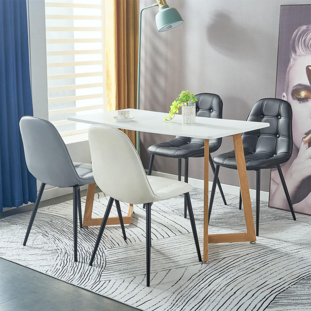 ESSZIMMERSTUHL ALVARO 4ER-SET - Weiß, Textil (47/84/51cm) - IDIMEX