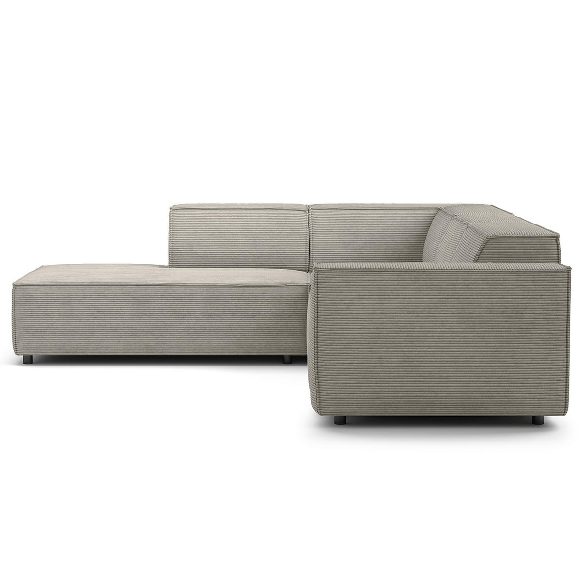 ECKSOFA mit Ottomane - Graubraun/Schwarz, Kunststoff/Textil (260/234cm) - home24
