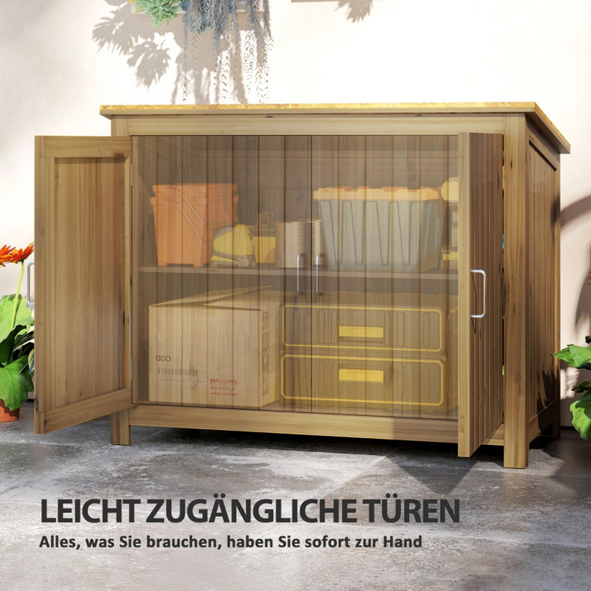 GARTENSCHRANK Holz Braun - Braun, Holz (50/85/110cm) - ComfortXL
