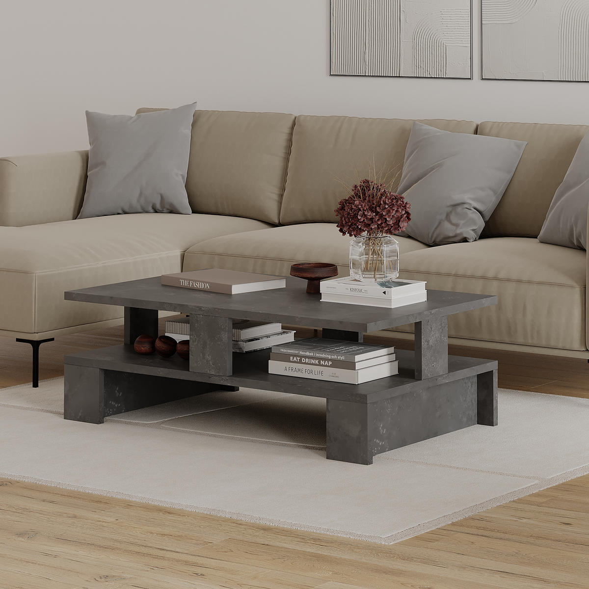 COUCHTISCH Mansu Grau 80/27.5/50 cm - Grau, Holzwerkstoff (27.5/80/50cm) - Decortie