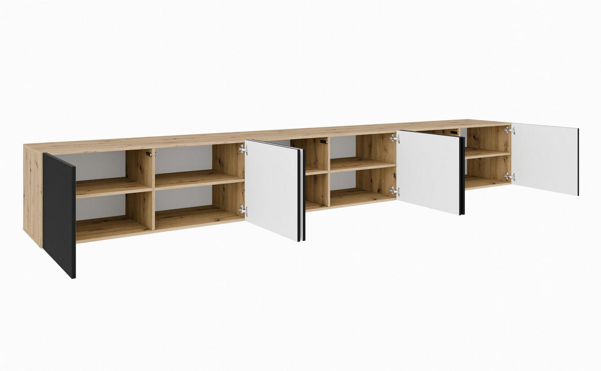 TV-SCHRANK LIO - Schwarz/Eiche Artisan, Holzwerkstoff (300/41/40cm) - Meblini