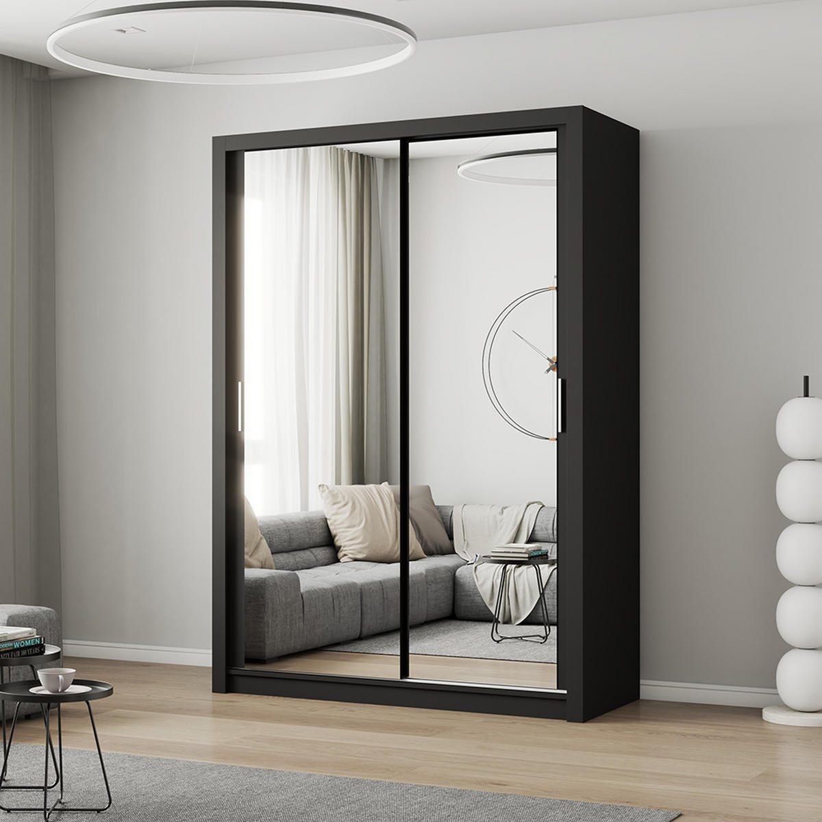 SKŘÍŇ s otočnými dveřmi Milan 150 cm 150/215/64 cm, 2dveřová, černý - černá, kompozitní dřevo (150/215/64cm) - imoebel24