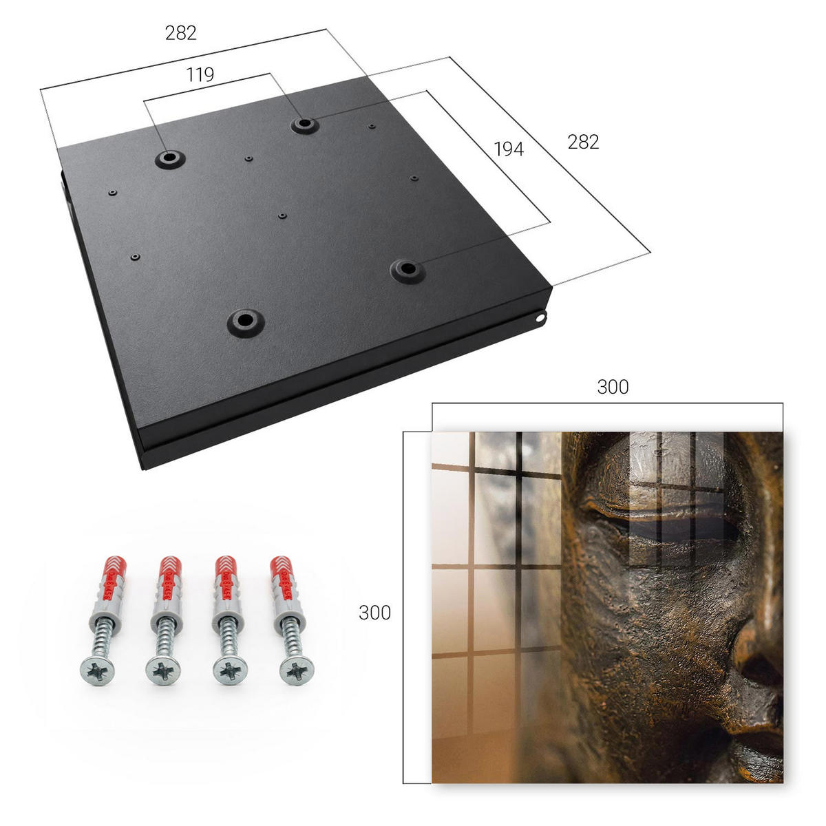 SCHLÜSSELBOX Schwarz 30x30 cm- Türöffnung nach rechts - Stille Eleganz - Braun, Metall (30/30/5cm) - TULUP