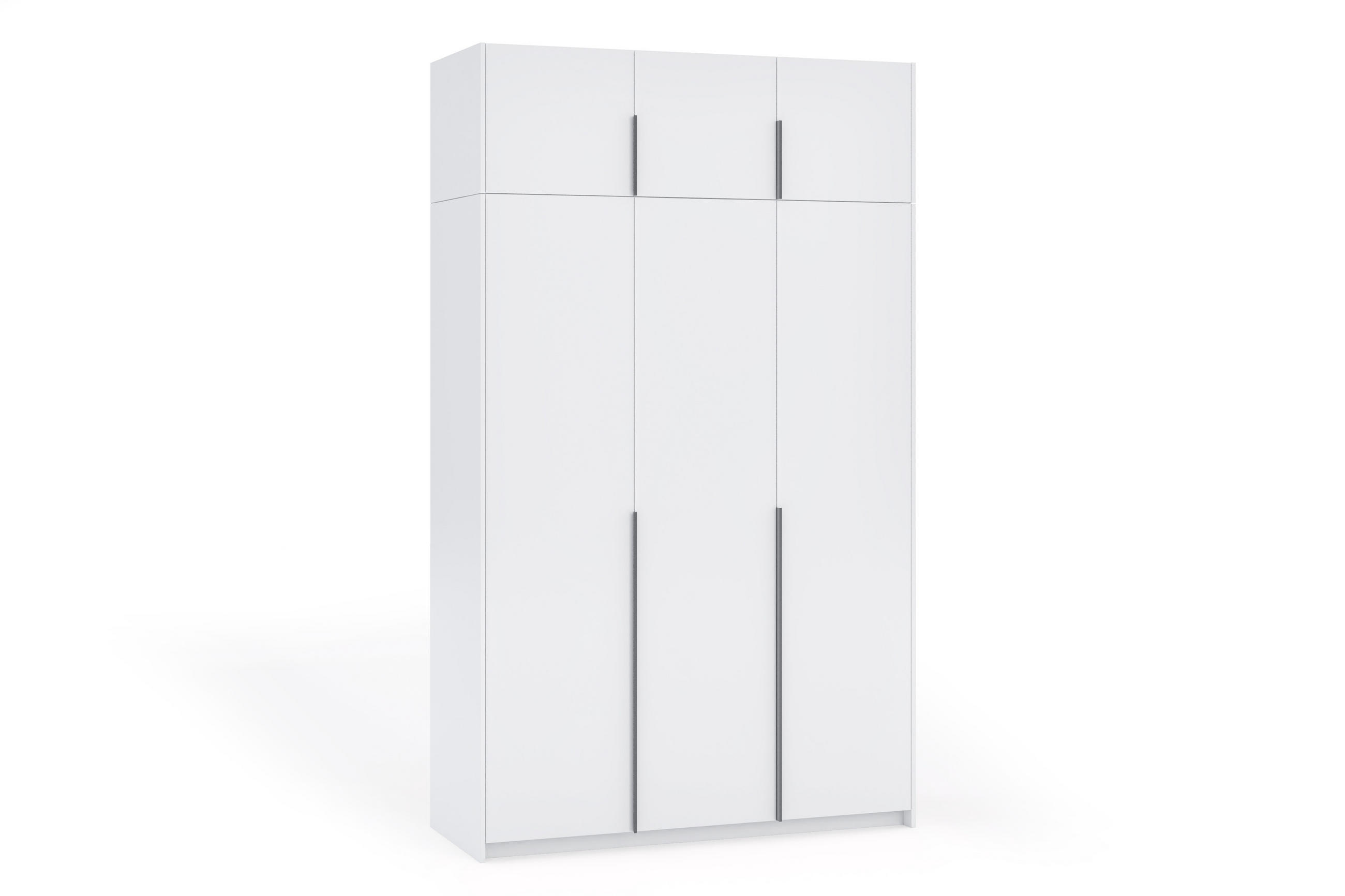 DREHTÜRENSCHRANK Apollonia I ohne Spiegel 150x204cm 3-türig, weiß, schwarze Griffe - Schwarz/Weiß, Kunststoff (58/250/150cm) - Margaret Hadas24